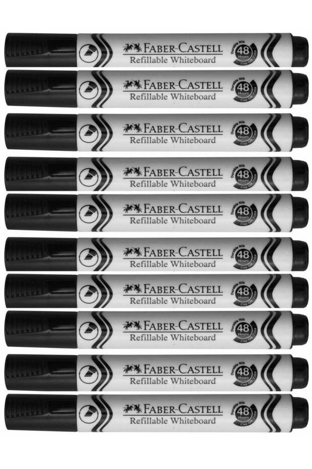 10-Piece Chisel Tip White Board Marker Black Ink