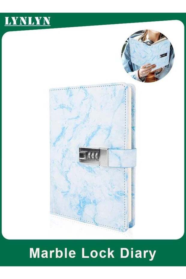 A5 Refillable Journal, Waterproof PU Leather Notebook with 3 Digit Combination Lock, Pen Holder, R