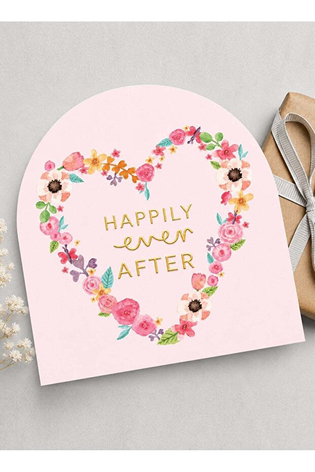 Happily Ever After Wedding Greeting Card, Romantic Congratulations Message for Couples, 15 x 15 cm