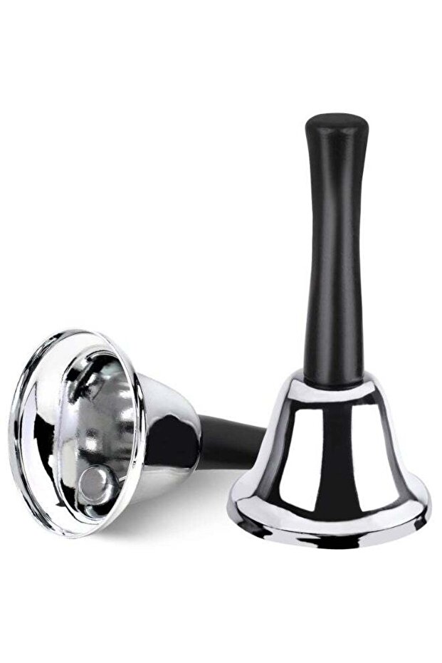 Metal Hand Bells Call Bells, Wooden Handle, for Adults, Kids, Music, Ringing (Silver)