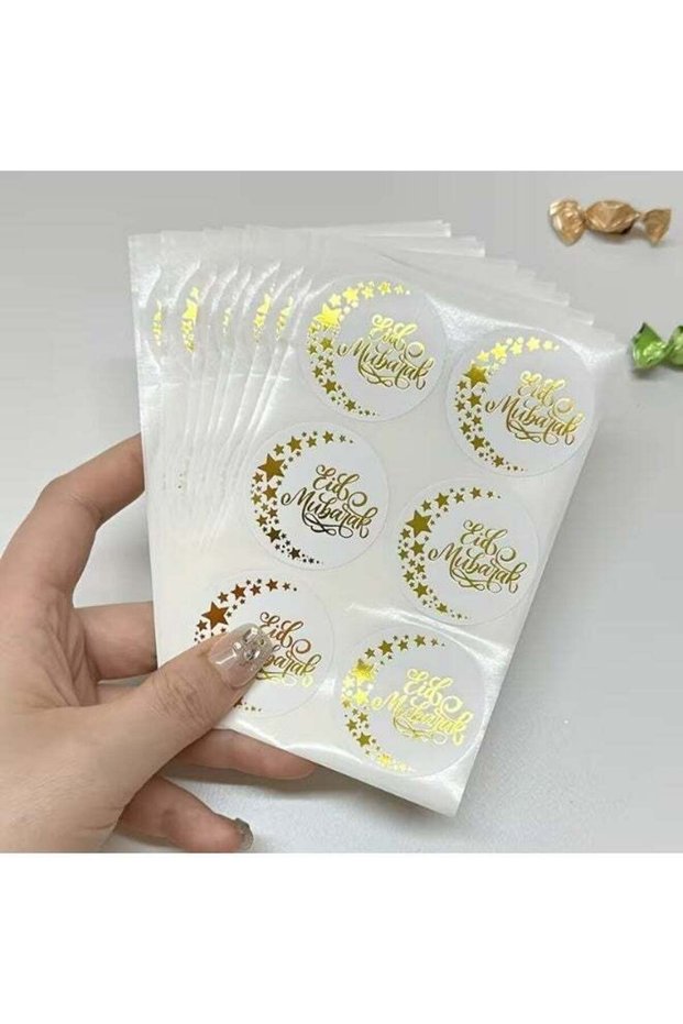 Eid 4x4cm Stickers 100pcs [Golden Foil]