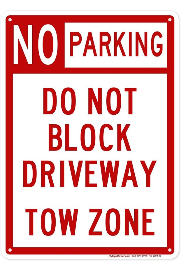 ARS® No Parking Do Not Block Driveway Tow Zone Sign - 10x14 Inches, Durable Aluminum
