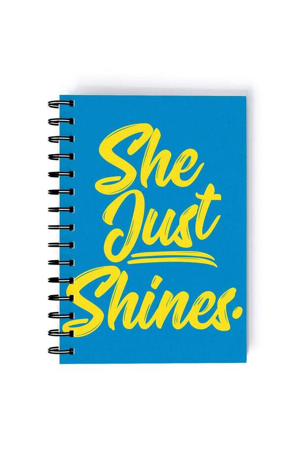 Spiral A4 Notebook She Shines Sarcastic Motivational Quote Blue Aesthetics