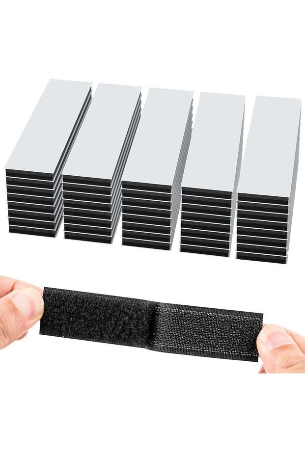 40 Sets 3x10 CM Hook and Loop Strips with Adhesive, Strong Sticky Back, Heavy Duty Fasteners, Doubl