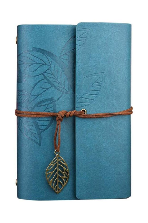 Creative Retro Autumn Leaves Travel Diary Notebook Blue