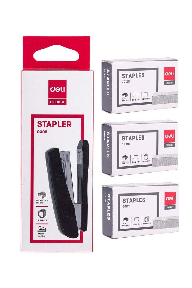 1-Piece Desktop Stapler With Three Pack Of Pins Assorted Colours