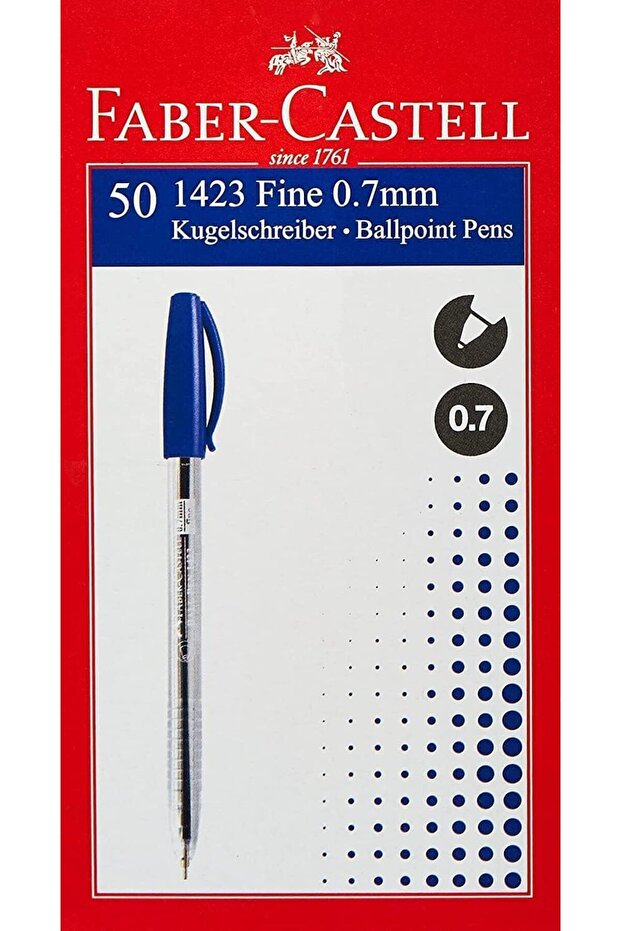 Faber-Castell 1423 Ballpoint Pen 0.7mm - Box of 50 Blue Pens