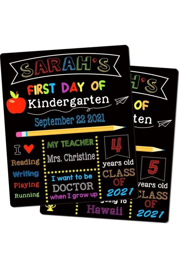 ARS First & Last Day of School Chalkboard, 10 x 12 Inch Double Sided Back to School Sign for Kids/G
