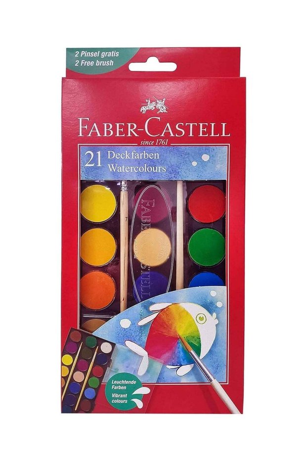 21-Piece Watercolour Cake With Two Paint Brushes For Watercolour Paintings