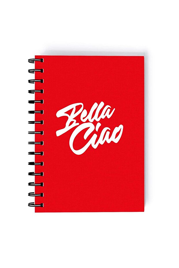 Bella Ciao Rectangle Spiral A5 Notebook Red/White