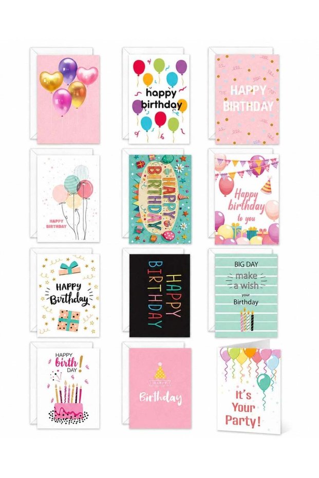 Birthday Greeting Cards Set – Cards with Envelopes for Handwritten Messages, Celebrations & Creativ