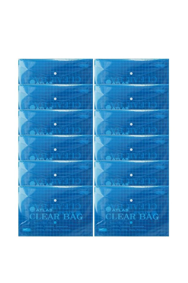 12-Piece Clear Document Bag Blue Colour