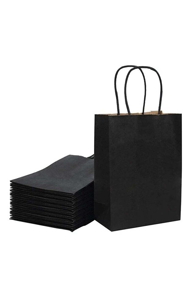 12pcs Black Kraft Paper Bag 21×11×27cm Birthday Gift Bag Wedding Celebrations Bags Party Gift Bags