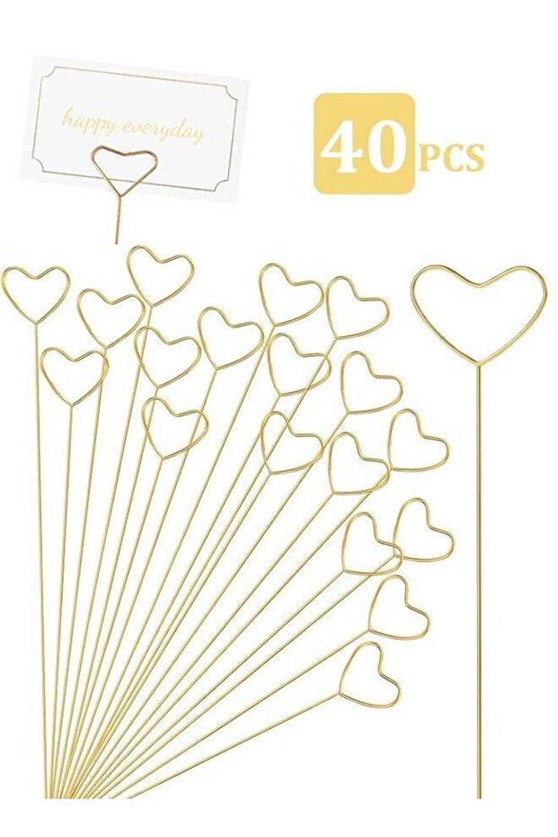 40PCS Heart Shaped Floral Pick Card Holders, 12 Inch Flower Arrangement Gift Card Tree Photo Memo S