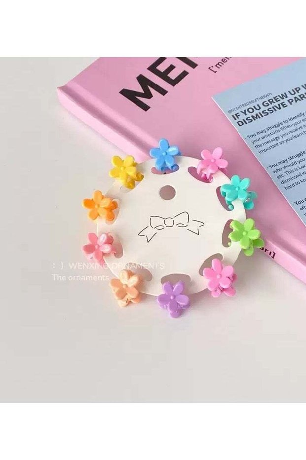 10 Pcs Colorful Mini and little flowers Hair Claw Clips, Toddler Jaw Clips for Women Girls
