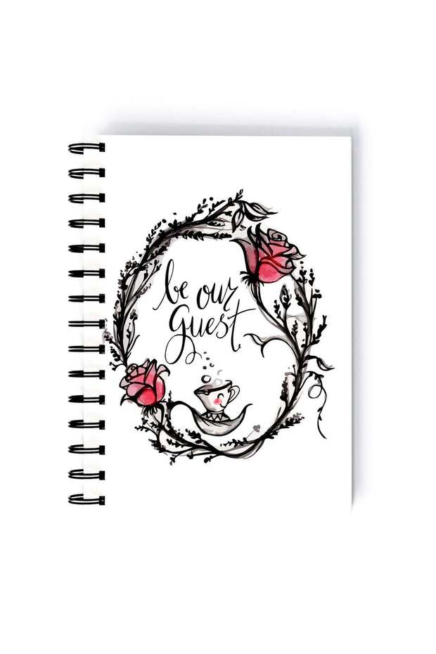 Spiral A5 Notebook Beauty and the Beast Classic Cartoon Lumiere and Cogsworth Retro Fairy Tale