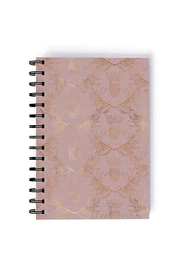 Spiral A5 Notebook Leaves Motif Beige and Brown Aesthetics