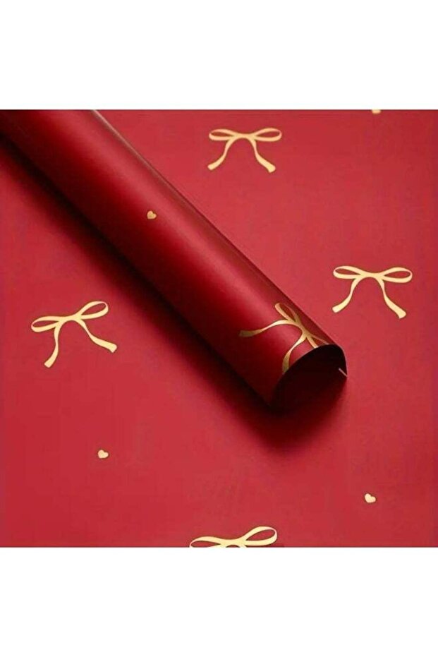 5pcs Cute Gift Wrapping Paper Set, Traditional Festive Patterns (Red Bow)