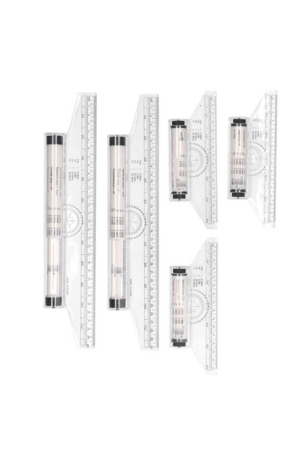 Parallel Rolling Ruler, Roller Ruler Portable 5pcs Stable Sliding Transparent Clear Scale Practical