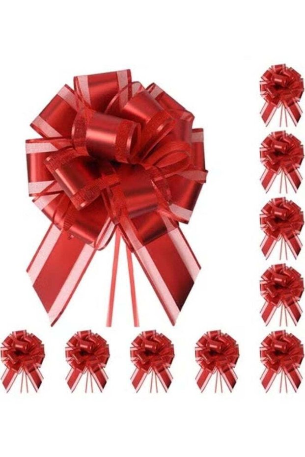 10-Pack Classic Red Pull Bows for Gift Wrapping - 6 Inch Reusable Ribbon Bows, Large Instant Floral