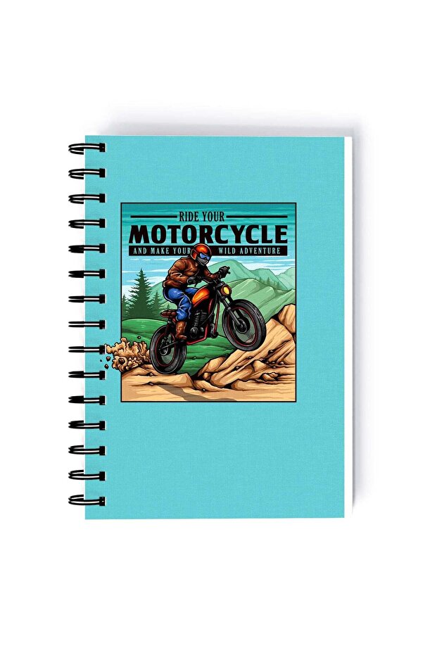 Motorcycle Race Design Rectangle Spiral A5 Notebook Multicolour