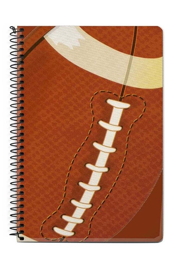 Rugby Ball A5 Spiral Notebook Brown/White