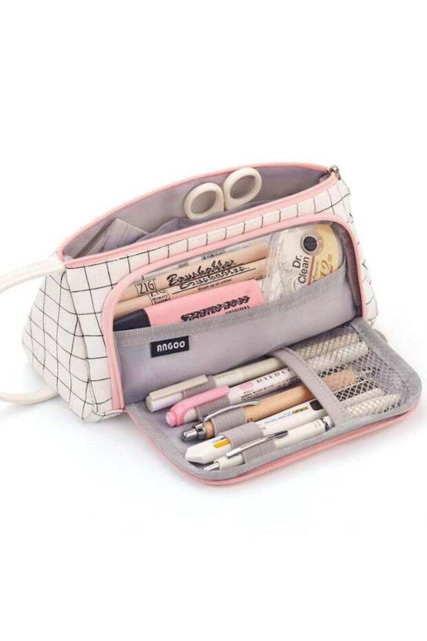EASTHILL Medium Capacity Colored Canvas Storage Pouch Marker Pen Pencil Case Simple Stationery Bag