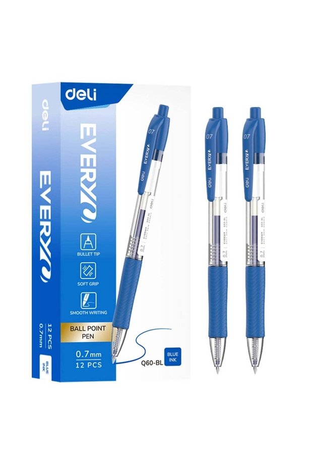 12-Piece Q60-BL Ballpoint Pen 0.7mm Tip Blue Ink