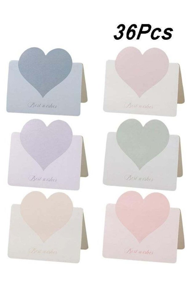 36Pcs Foldable Love Heart Greeting Cards, Assorted Color Romantic Heart Blank Cards Note Card, Swee