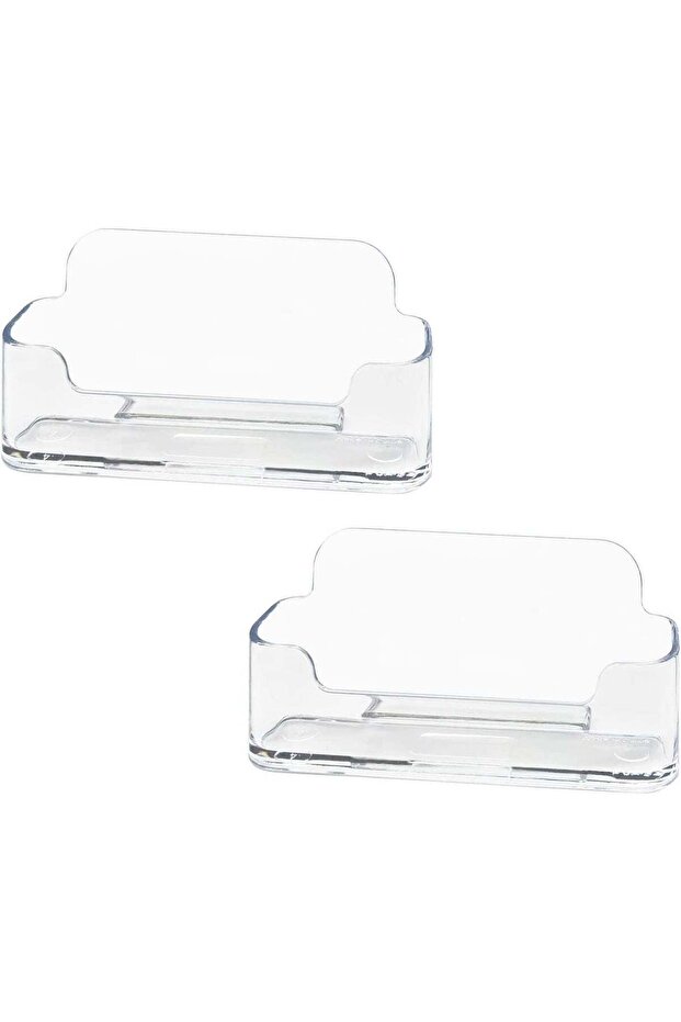 2 Pack Acrylic Business Card Holder, Large Capacity Clear Card Display Stand for Office Desk, Fits