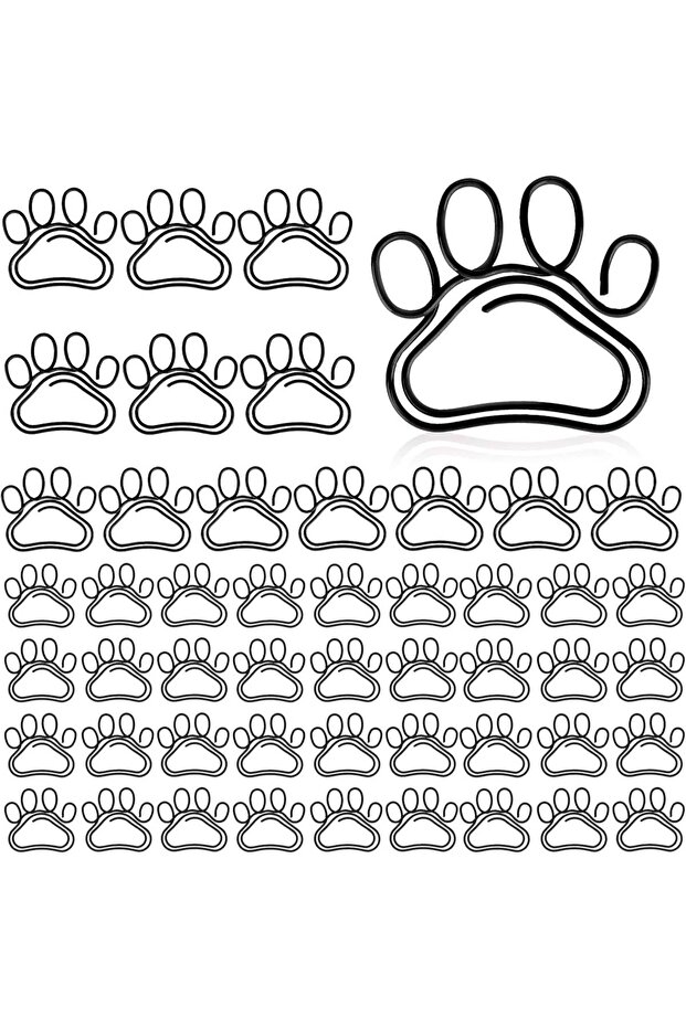 50 Pcs Shaped Paper Clips, Cute Paper Clips, Small Dog Paper Clips, Cat Paw Paper Clips, Black Mini