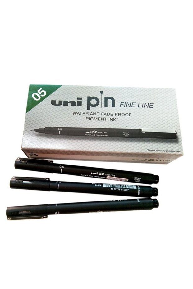 12-Piece Unipin Fineliner Pen 0.05mm Tip Black Ink