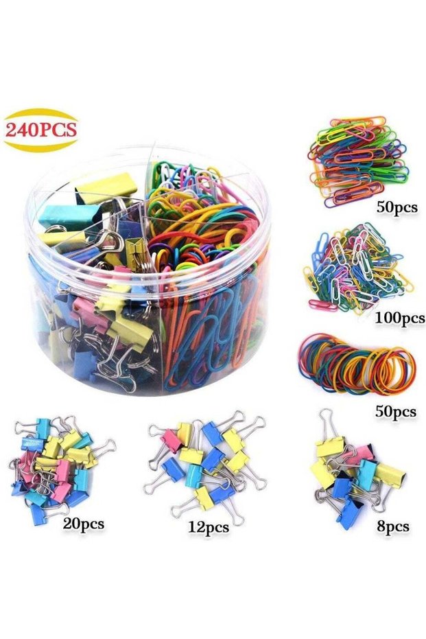 Binder Clips Kit 240Pcs Colored Binder Clips Set for Desk Organizer Accessories Office Stationery S