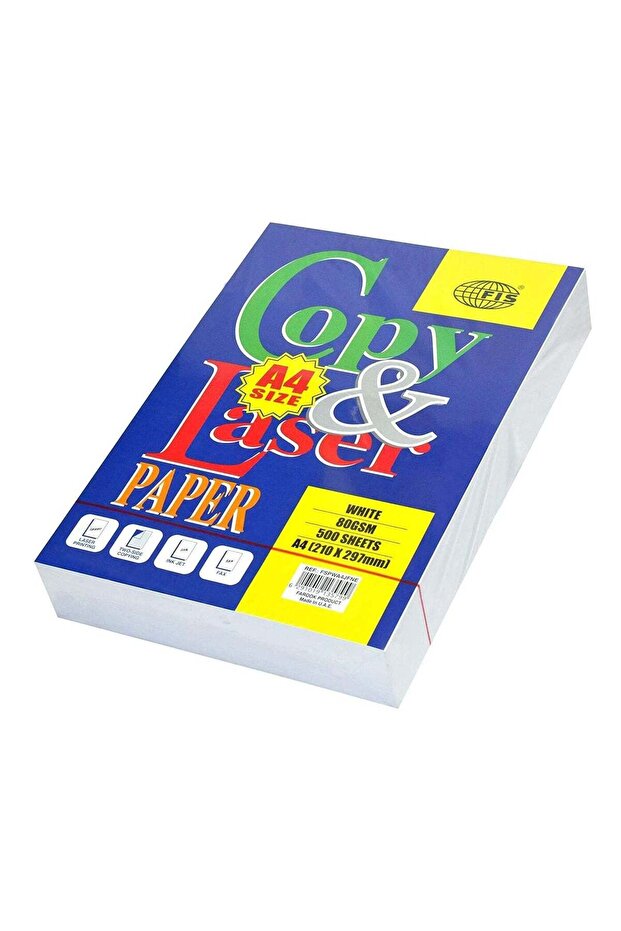FIS A4 Copy & Laser Photocopy Paper, 500 Sheets, White, 80 gsm, A4 (210 x 297 mm) Size - FSPWA4JFNE