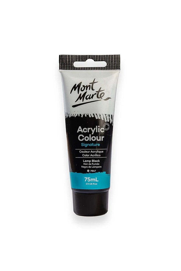 Signature Acrylic Colour Paint Tube 75ml Content Lamp Black