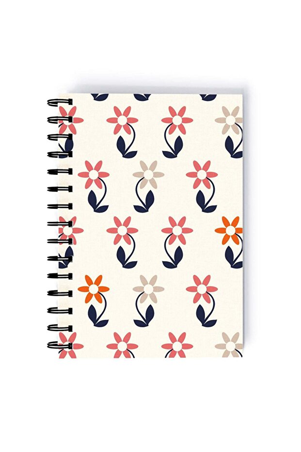 Hand Drawn Flower Design Rectangle Spiral A5 Notebook Multicolour