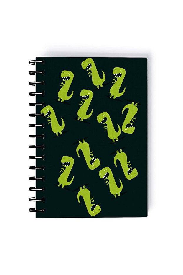 Spiral A4 Notebook Cute animal Dinosaur Pattern Green Aesthetics