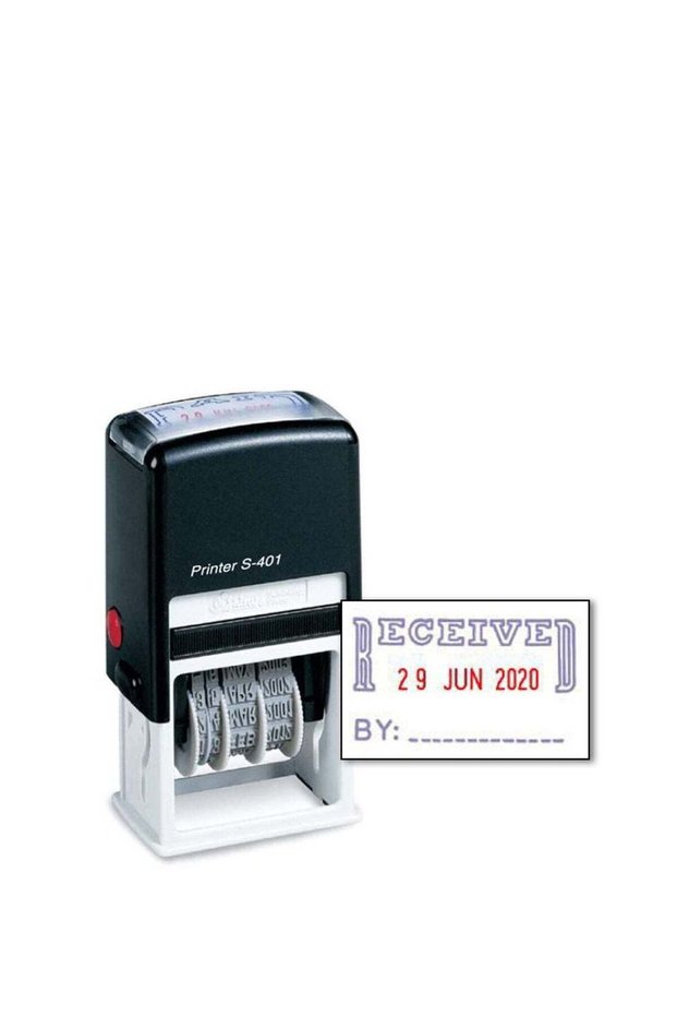 Recieved Stamp with Date, Self Inking Stamp for Office Business Supplies, Red Ink Date and Blue Tex