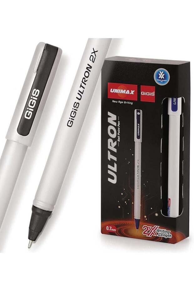 GiGiS UNIMAX Ultron 2X Ball Point Pen 12-Pieces, 0.7 mm Tip Size Ballpen, Black