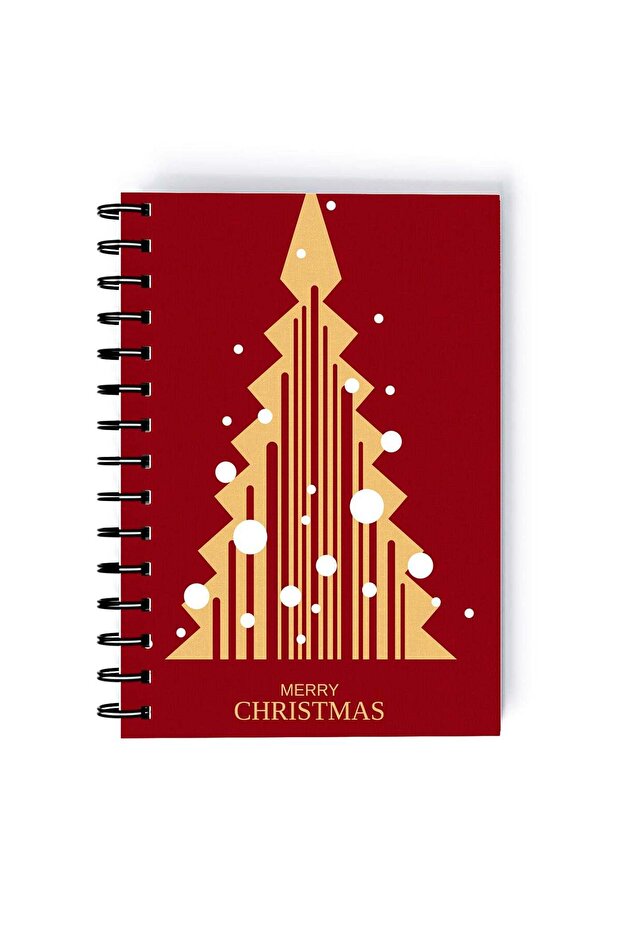 Spiral A5 Notebook Red Tree Gift Christmas Minimal
