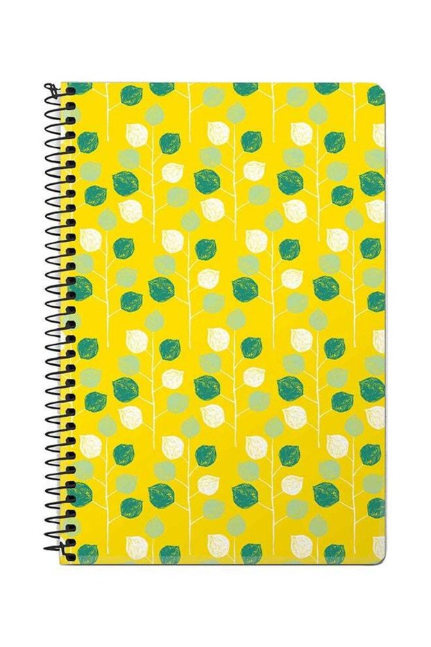 Summer Leaves A5 Spiral Notebook Yellow/Green