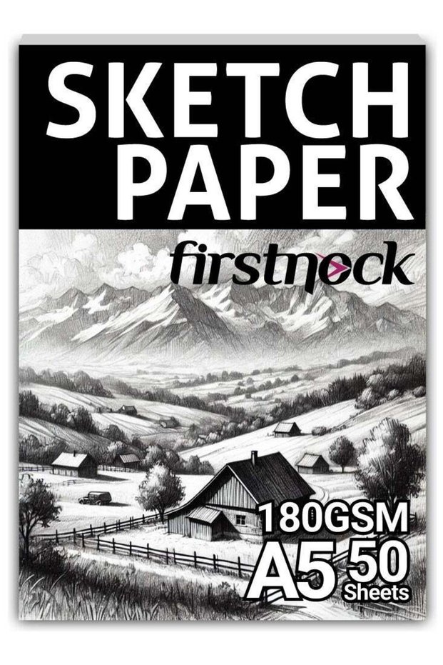 A5 Sketch Paper | 180 GSM | 50 Sheets | Premium Thick Drawing Paper | Acid-Free Plain White Paper f