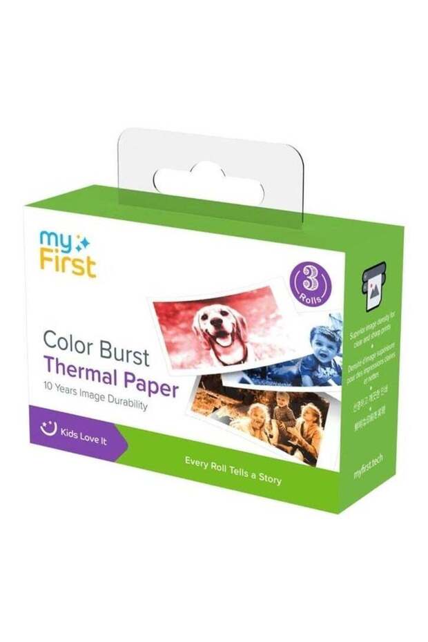 Thermal Paper Color Burst for myFirst Camera Insta 20 | 3 Rolls Dual-Color Thermal Paper (Black + B