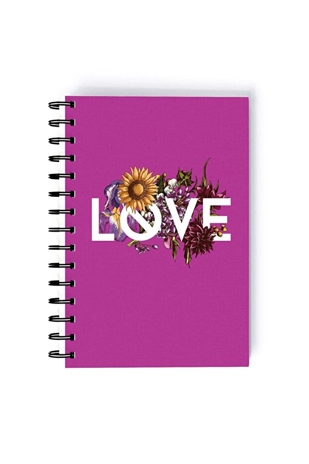 Love Pattern Quality Rectangle Spiral A5 Notebook Multicolour