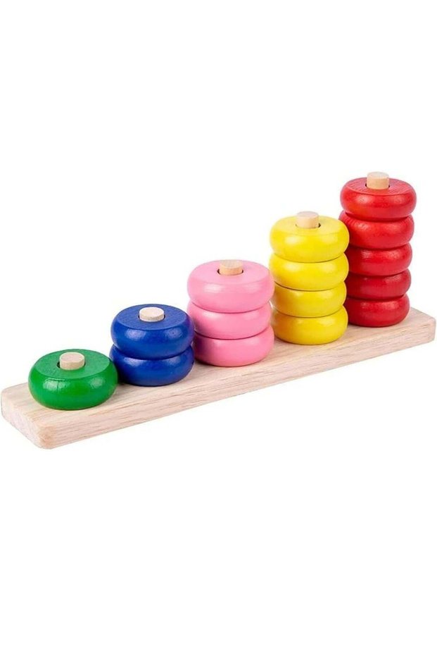 Wooden Colorful Rainbow Calculate Circle, Educationa,Counting Rings , Abacus Stacking Ring , 1 to 5