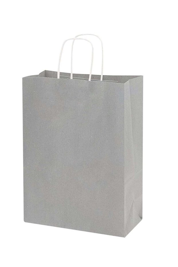 Silver Paper bags with handles 33 x 26 x 12 cm Large Kraft Gift bags for Birthday Party Supplies, W