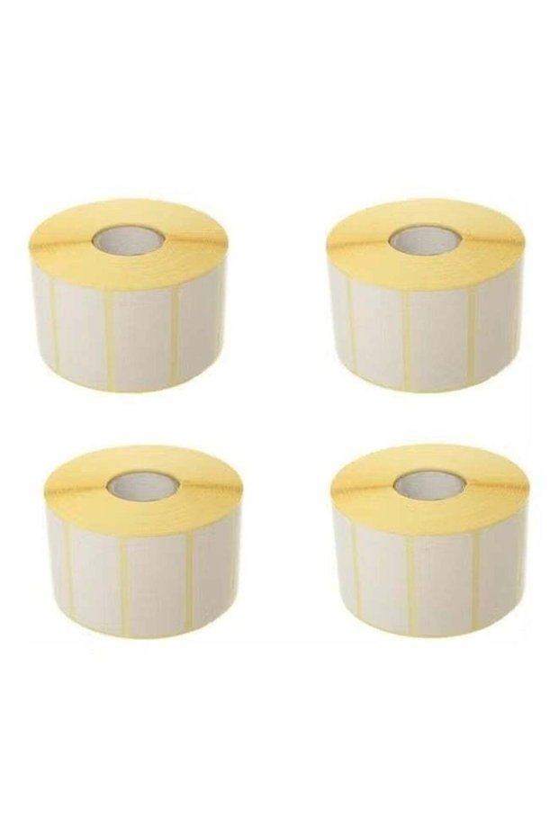 4-Piece Thermal Label Sticker Roll Set, Self-Adhesive White & Gold Thermal Labels for Portable Labe