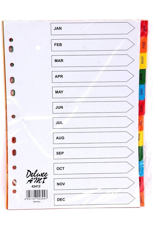 A4 Paper Dividers Jan-Dec (Multicolor) - Model 42412