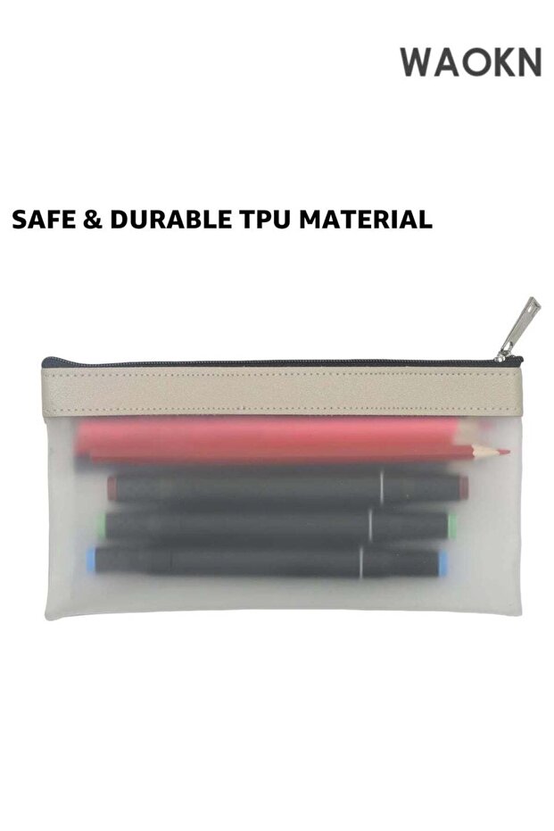 "4 Pack Clear Pencil Pouch Set - Aesthetic Cute Small Pencil Bags for School, Girls & Boys, Transpa