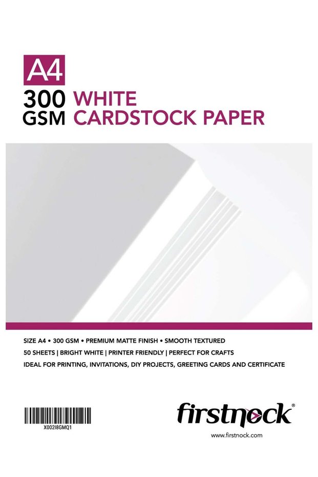 Firstnock A4 White Cardstock Paper | 300 GSM Extra Thick Smooth Tuxtured Sheets | Premium Matte Fin